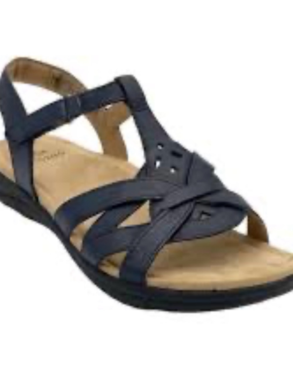 Origins Black Leather Weave-Strap Sandal Size 9.5 BNIB $40